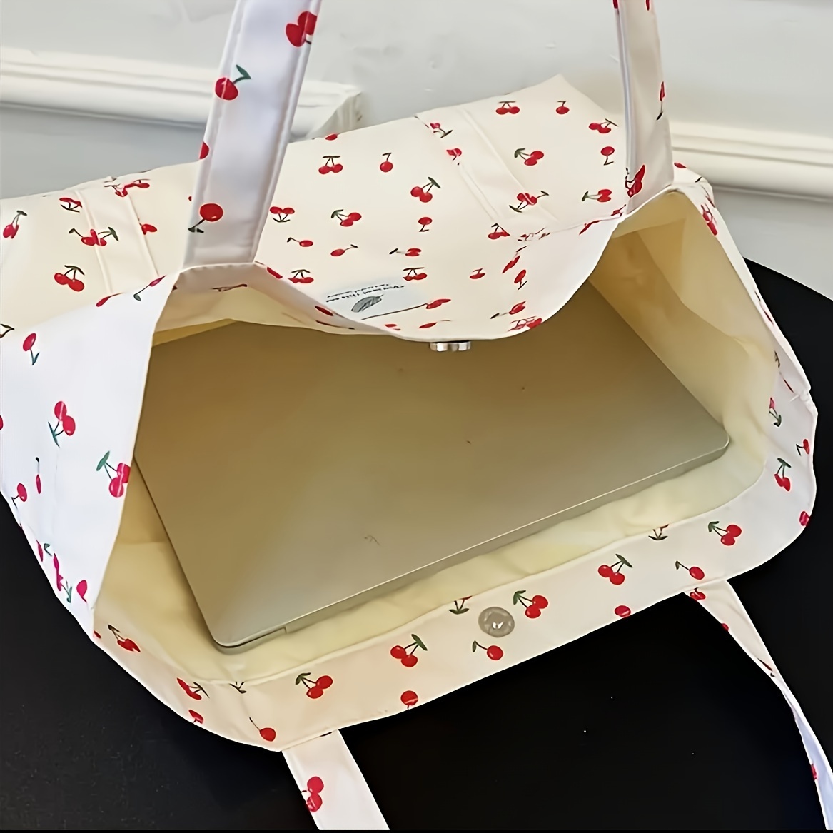 

Large Capacity Cherry Print Tote Bag, Fashionable Shoulder Bag For Women, Chic Casual Shopping Bag