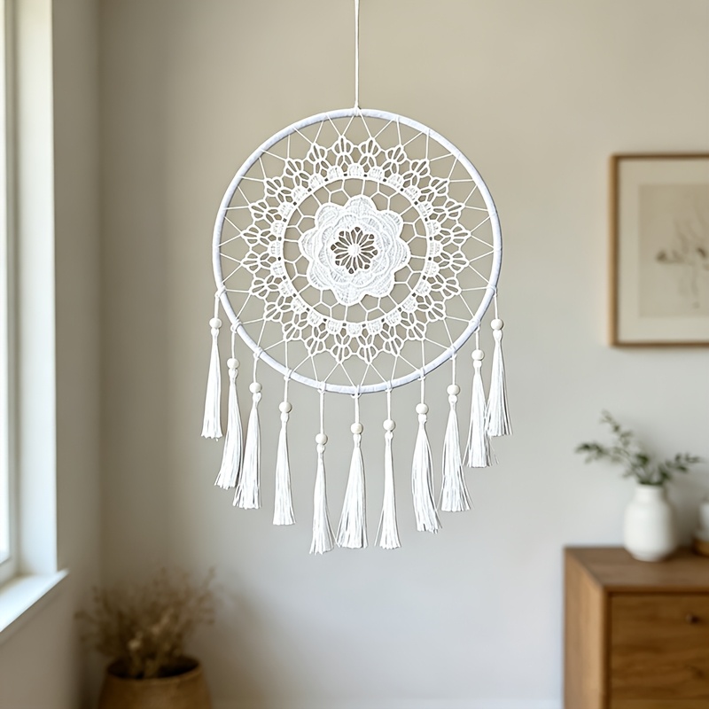 Image of Black And White Plum Tassel Finished Wall Decor Pendant Home Decoration Ornament Living Room Wall Hanging Pendant Exquisite Handmade Gift