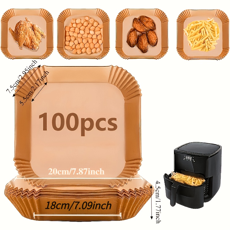 TEMU Papier de cuisson pour friteuse à air 100 feuilles - Universel pour four et micro-ondes, papier sulfurisé antiadhésif - Non , résistant à la