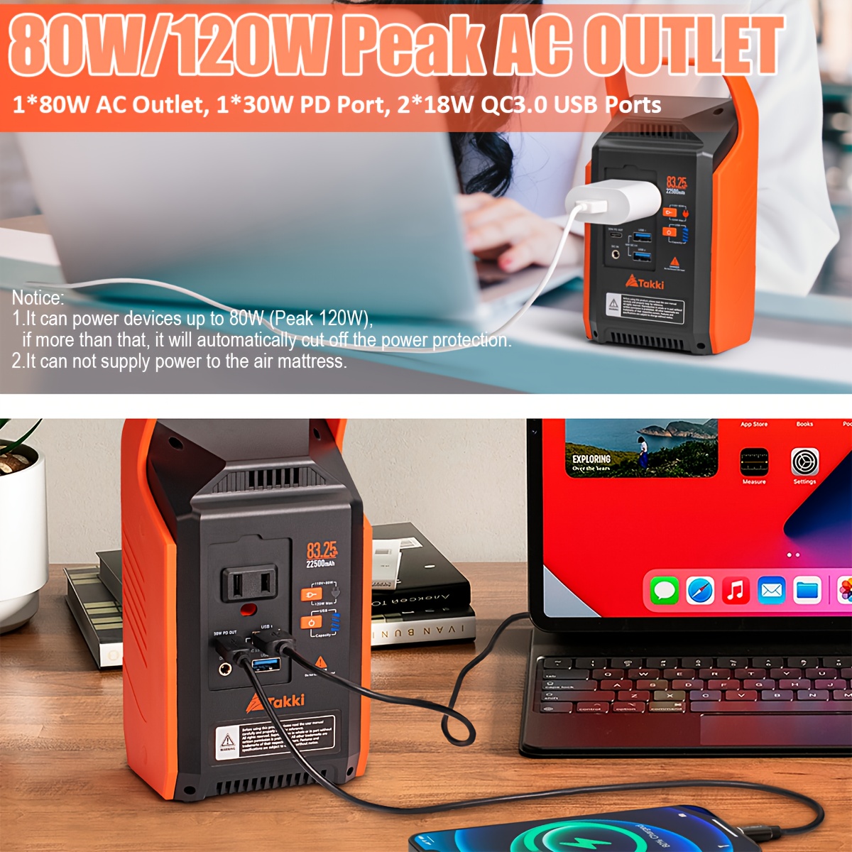 portable power station 80w with ac outlet solar generator qc3 0 fast charging pd45w 22500mah battery solar   car charging compact lightweight for camping rv home emergencies outdoor   plug   l5 30r ideal for phones laptops appliances emergency backup modern generator reliable performance fastcharging device rv travelers Product details 1
