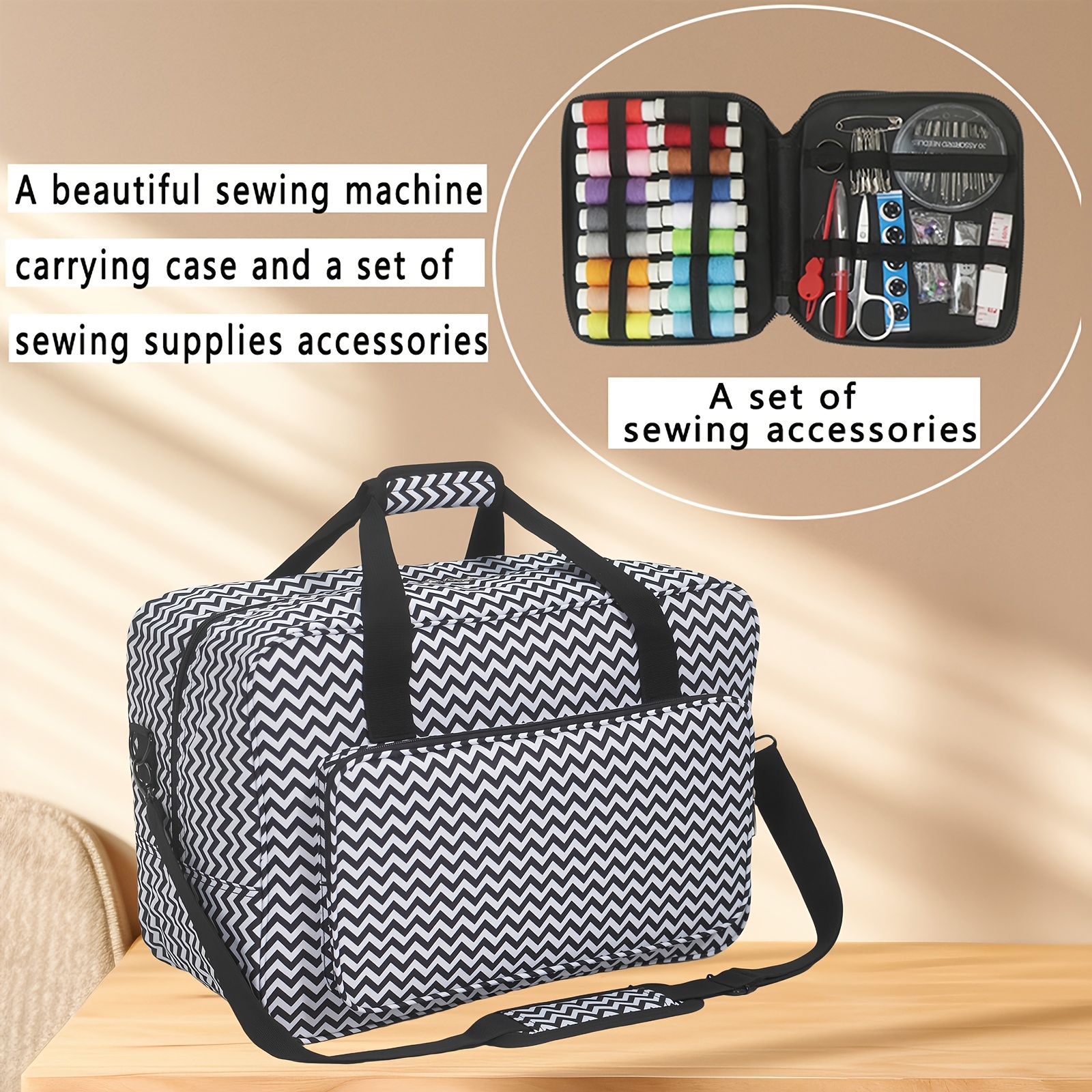 Sac de Machine à Coudre, Sac de Transport de Machine à Coudre de Grande capacité en Tissu Oxford 600D avec Poignée pour l'extérieur (BLUE