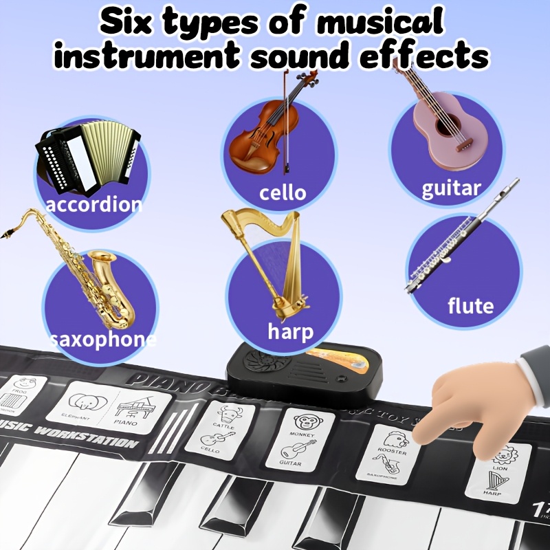 1pc music piano mat toy keyboard floor   adjustable volume   different   6 kinds of instruments switching birthday christmas halloween thanksgiving gift for boys and girls Product details 3