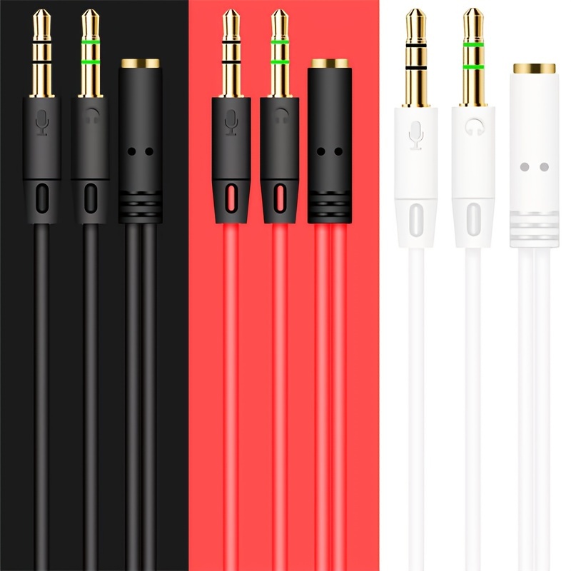 1pc divisor y 2-en-1 cable de audio estéreo aux 3.5mm, adaptador   a hembra para mp3, mp4, auriculares, computadoras - no requiere energía, sin batería detalles 9