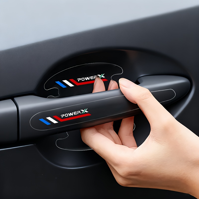 Image of 8pcs Door Handle Protection Film - Transparent Pvc Scratch-resistant Waterproof Cover, Adhesive Film For All Vehicles, Durable Plastic Scratch Protection For Door Handles