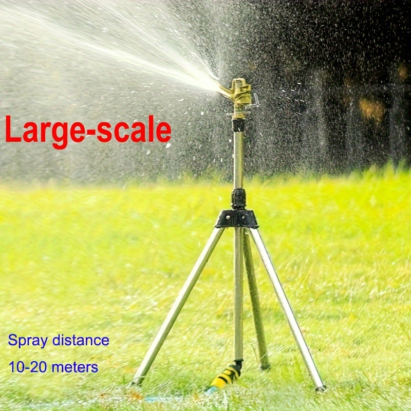 

360 Degree Rotating Water Sprinkler: Durable Zinc Garden Sprinkler With Tri-pod Base - Easy-to-insert, Rust-free Lawn Watering Solution For All Yard Sizes