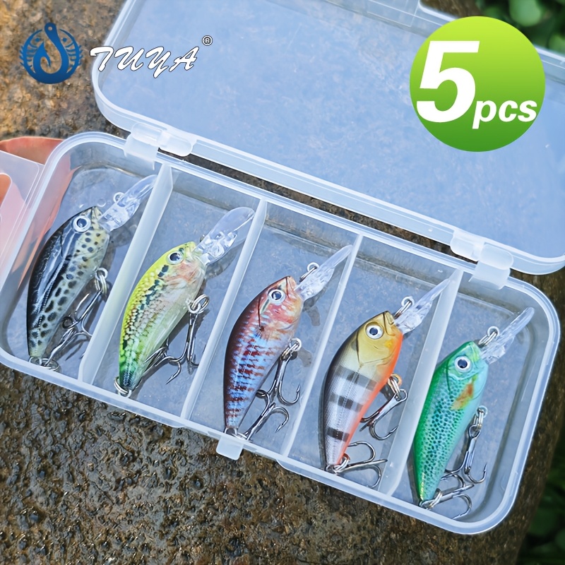 TEMU Lot de 5 Leurres, Minnow Tuya Imprimé 3D en Couleurs, Accessoires de Pêche en Plastique