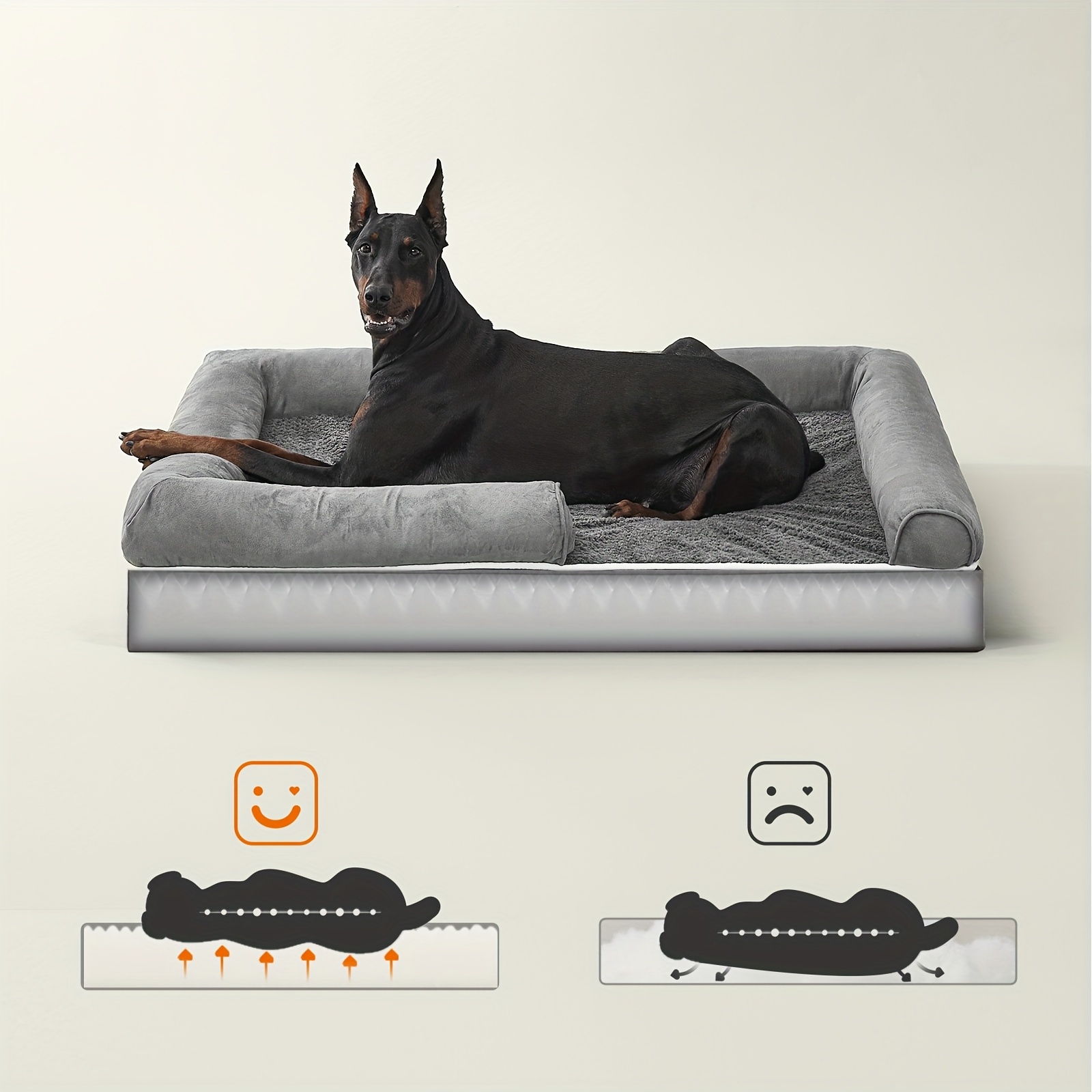 TEMU Cuccia ortopedica per animali domestici, per cani con supporti laterali, rimovibile e lavabile, dimensioni 120 x 85 x 20 cm, base antiscivolo