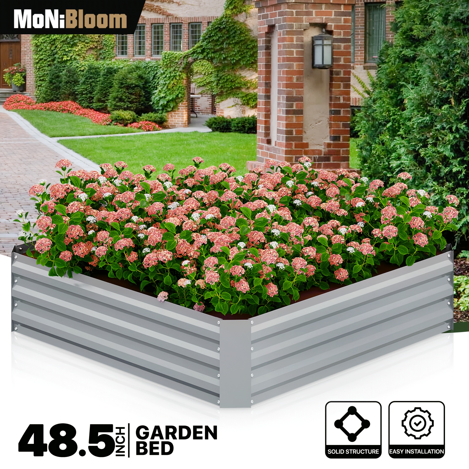 

Monibloom Raised Garden Beds For Vegetables 49"x49"x12", Galvanized Raised Garden Beds For Vegetables Herbs Gardening Flowers Bed Raised Planter Box, Monibloom