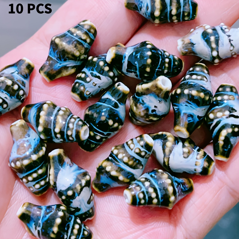 Black Ocean Series Ceramic Beads, 10 Pcs for Handmade Jewellery