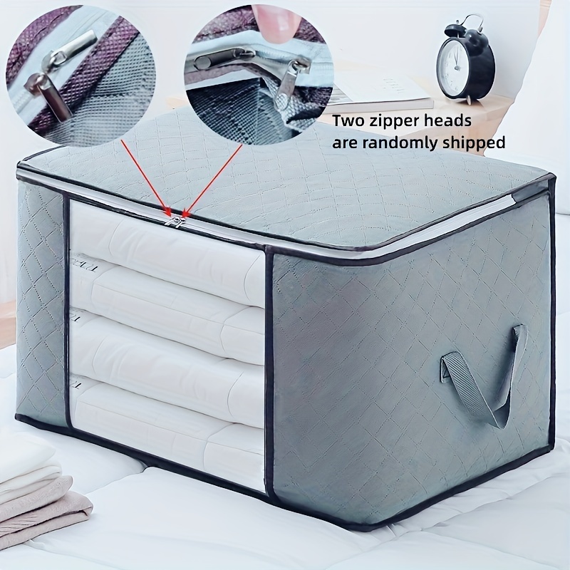 TEMU Large Capacity Zipper Clothes Storage Bag, Zipper Versatile Container With Handle & Clear Window