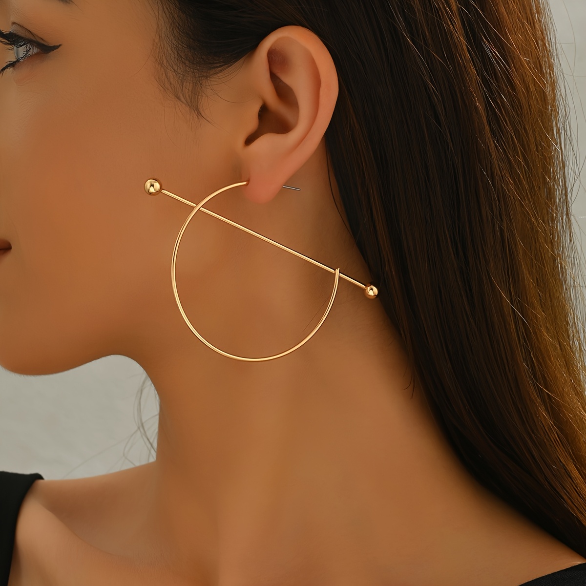 TEMU 1 Pair Of Fashionable, Creative, And Versatile Half-hoop Earrings