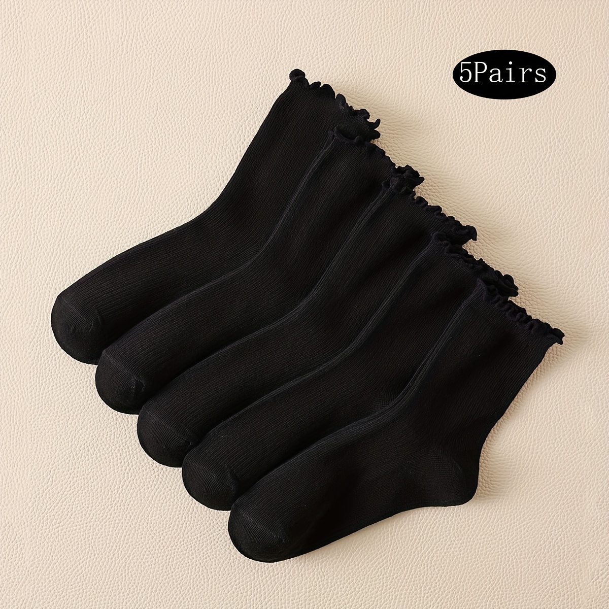 

5 Pairs Of Women' Ear Fashionable Soft And Comfortable Mid-calf Socks