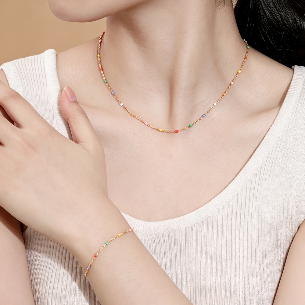 2pc Colorful Beaded Necklace and Bracelet Set