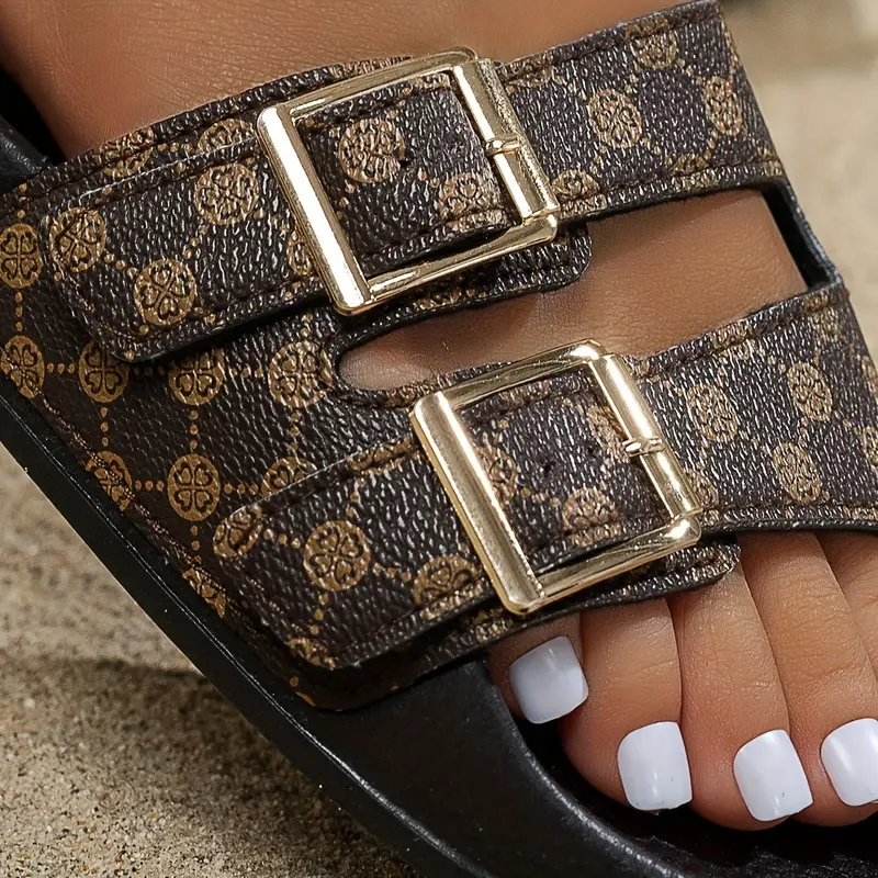 womens adjustable straps pu cover sandals breathable indoor outdoor casual vacation slippers with cushioned insole for sleek sandal design durable summer shoes strappy sandals Product details 4