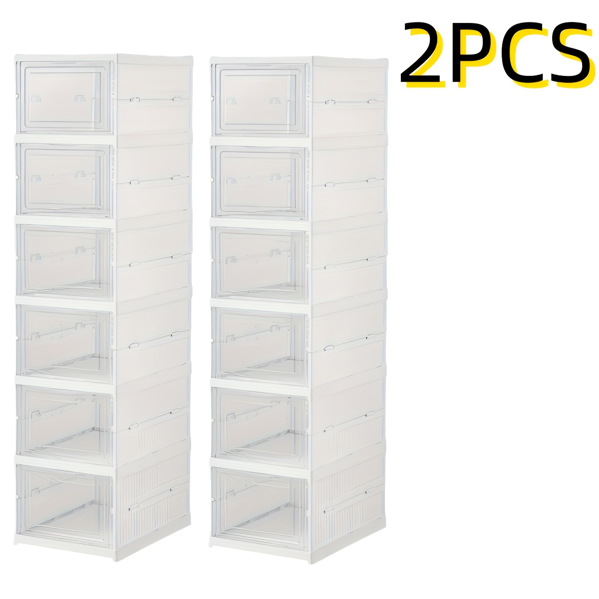 (1-2pcs) 3-layer/6-layer Transparent Shoes Box Thickened Foldable Sneaker Shoe Organizers Stackable, Acrylic Material More Durable, Dustproof High-top Cabinet Shoe Rack Shelf