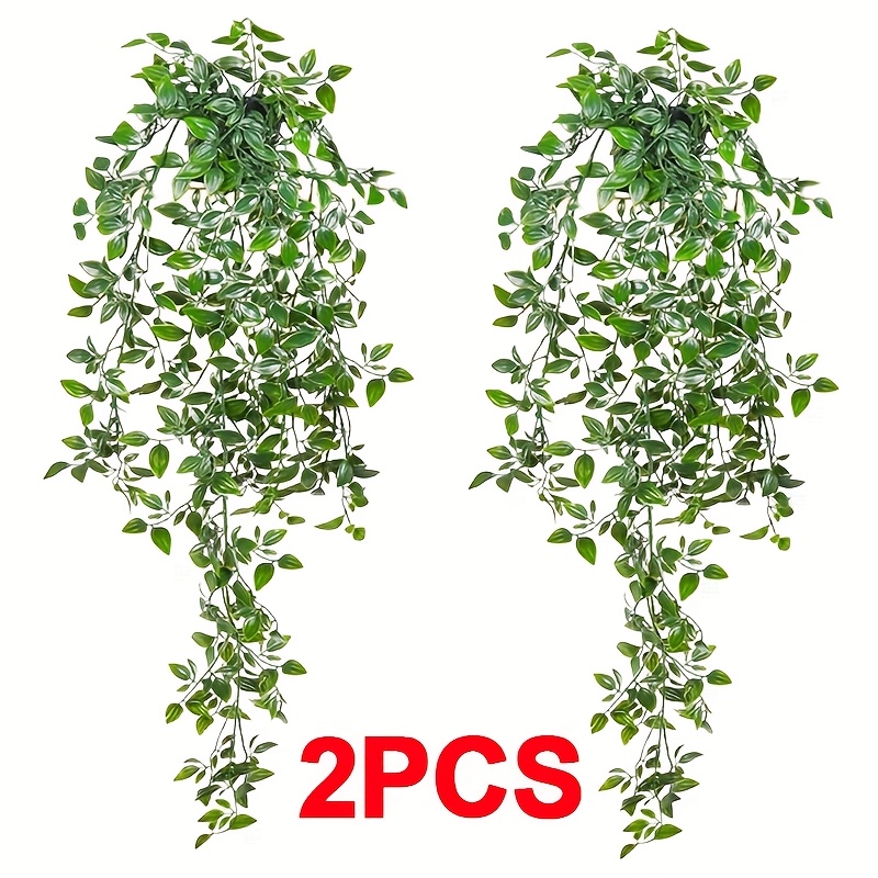 TEMU 2pcs Artificial Hanging Plants In Pots Indoor Fake Trailing Plants Home Office Uk
