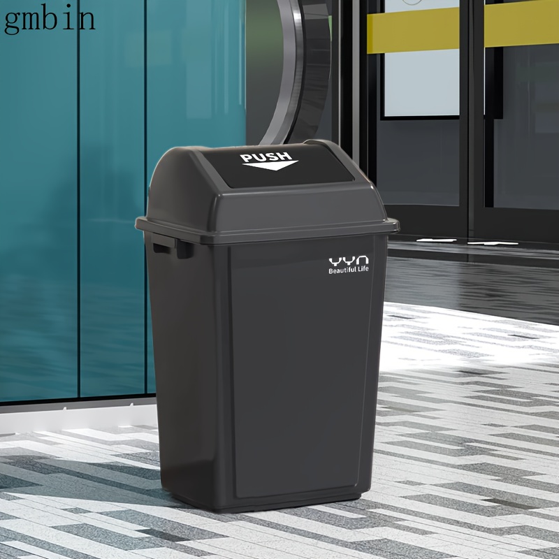 

Gmbin 40l Large Capacity Trash Can With Lid - Odor-sealing, Heavy-duty Plastic Waste Bin For Kitchen, Office, And Hotel Use