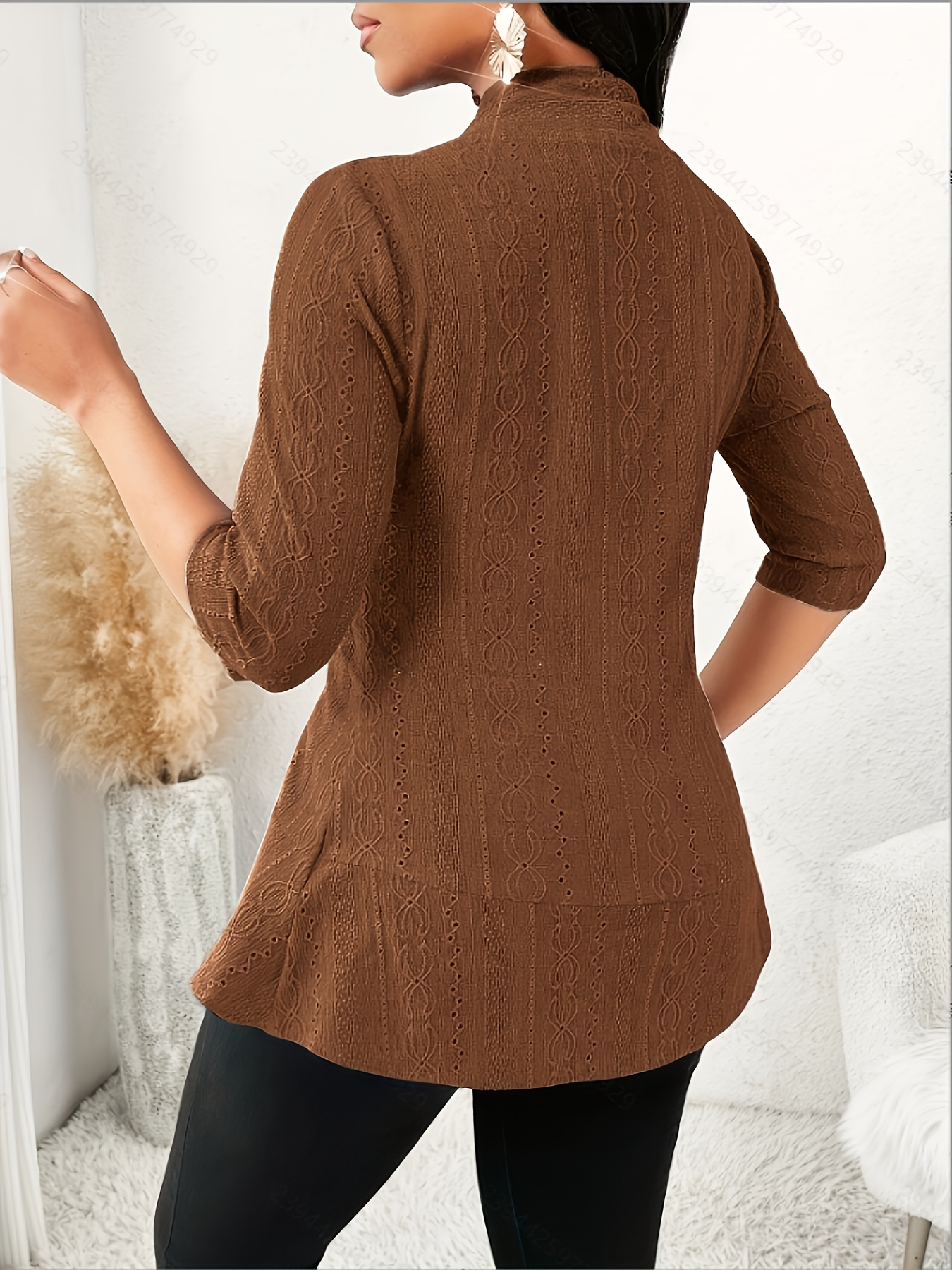 leichte damen cardigan jacke 3/4 ärmeln – offene Temu Germany - Main Image
