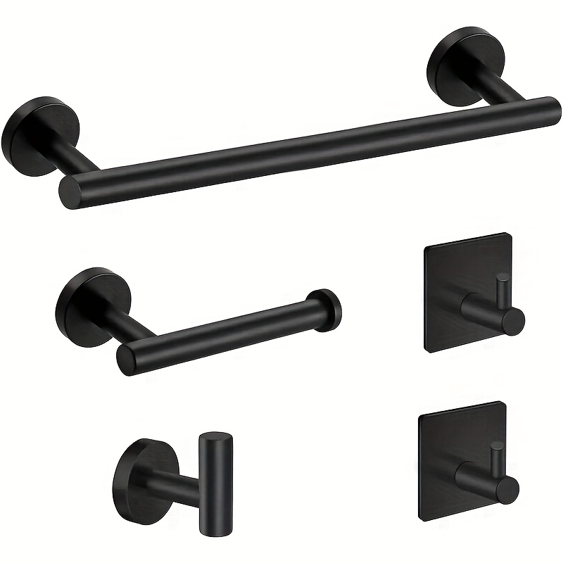 TEMU Juego de Herrajes para Baño en Níquel Cepillado y Mate, 7pcs y 5pcs, Juego de Barra de Toallas de Acero Inoxidable en Pared, Barra de Toalla de