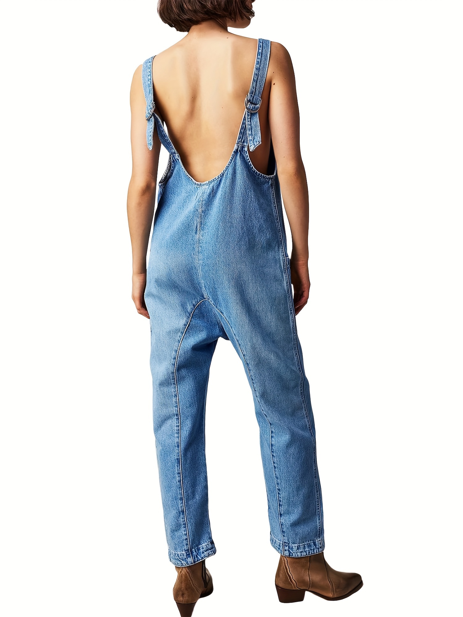 DU JOER デュ ジュール　V NECK SALOPETTE Amazon.com: CIDER Women's Denim V-neck Belted Straight Leg