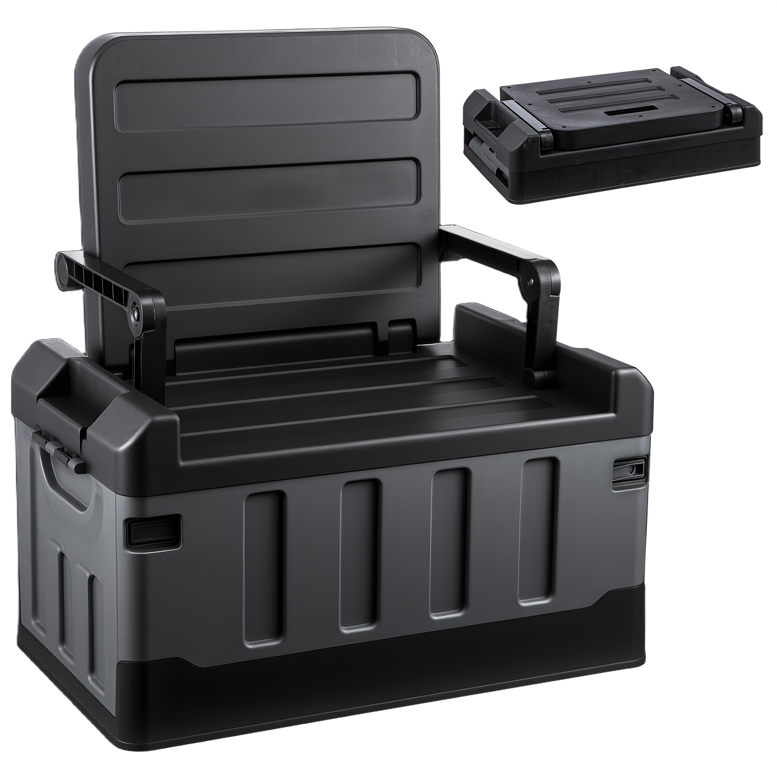 TEMU Car Trunk Organizer, Storage Bin With Foldable Seat, As Maintenance Box, For Home Storage, Car Storage Outdoor Activities Camping Fishing