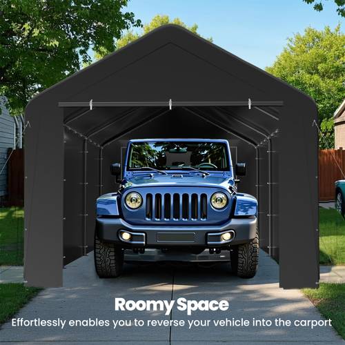 10x20 carport heavy duty portable garage shelter metal car canopy tent with uv resistant weatherproof top cover for rv vehicles