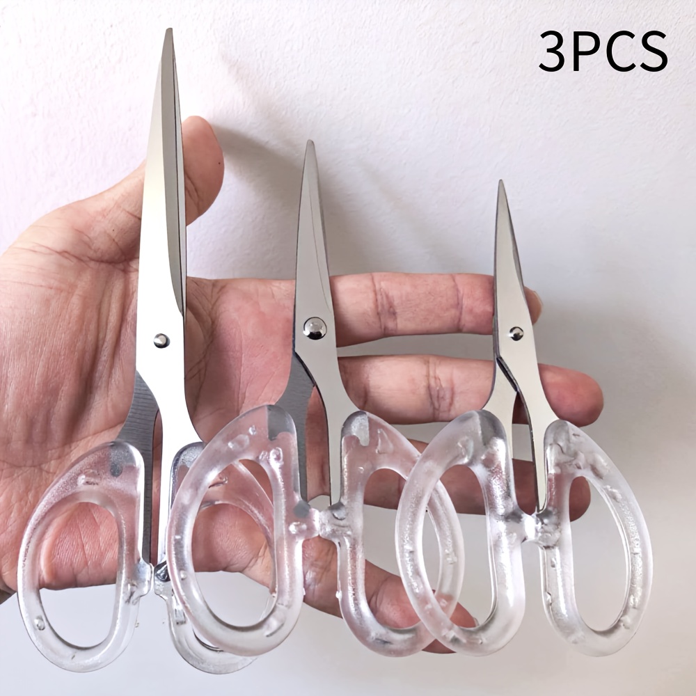 TEMU 3pcs Ciseaux multifonctionnels transparents en acier inoxydable ( 15.8Cm/13.8Cm/12.2Cm) Ciseaux de papier mignons Ciseaux d'artisanat