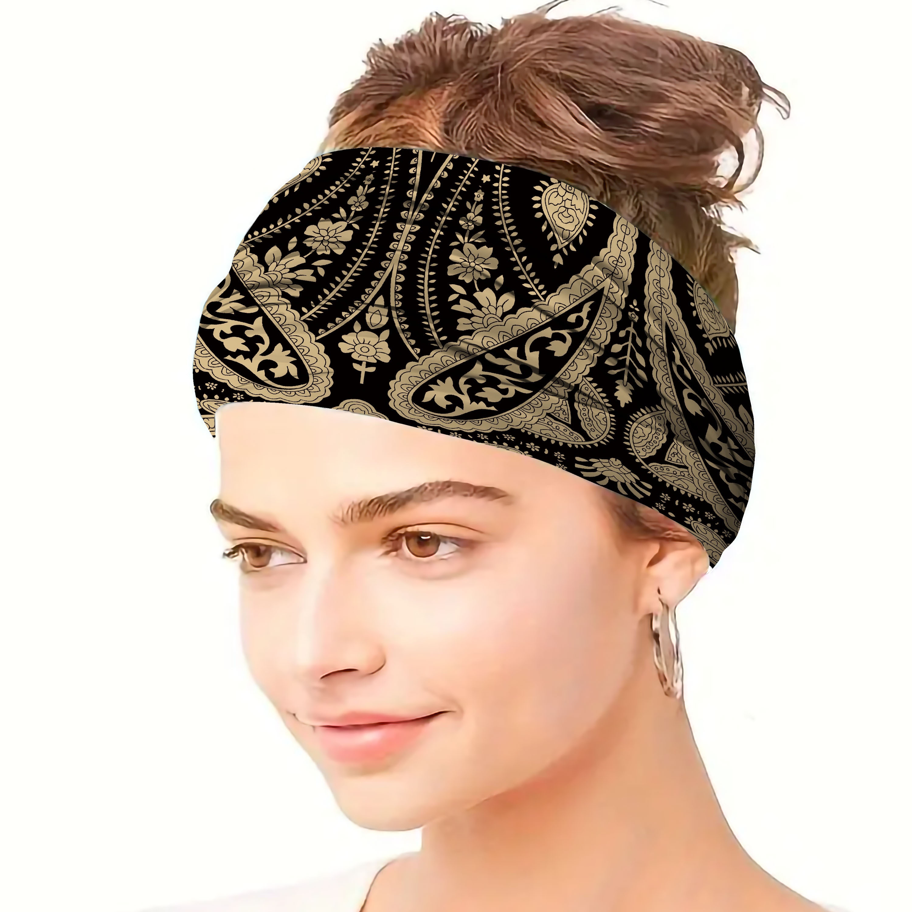 1 5pcs paisley print womens non slip headband elastic - Temu  display picture 3