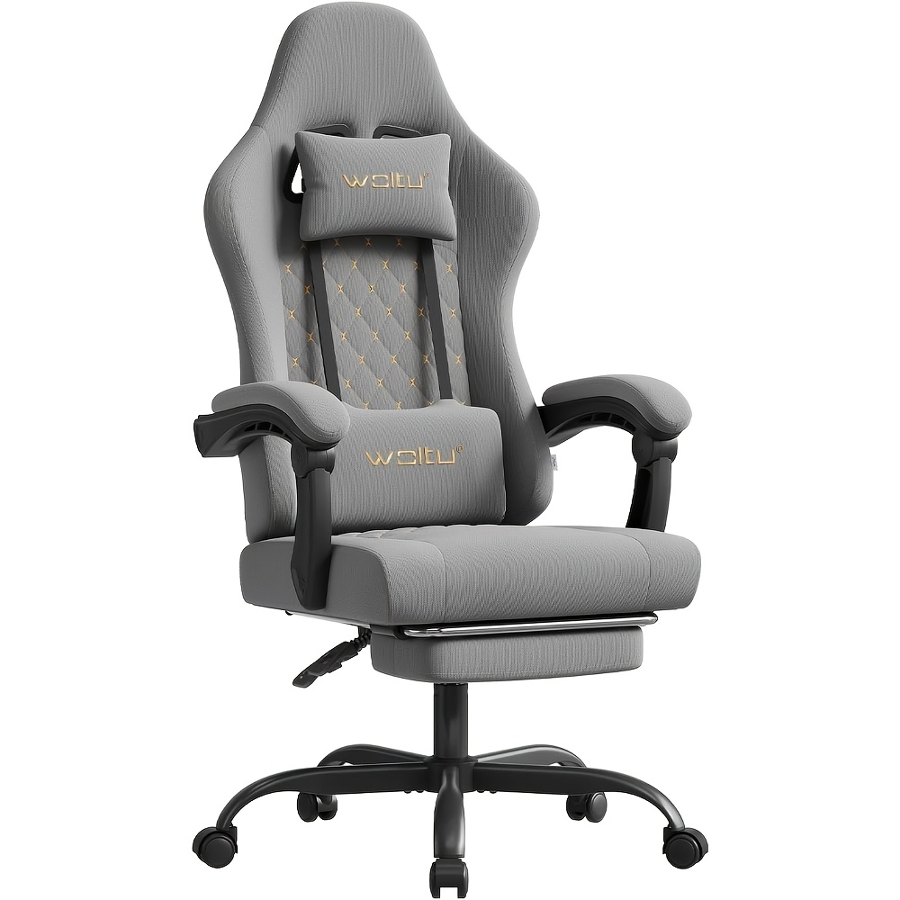 TEMU Silla Ergonómica para Gaming con Reposapiés - Sillón Giratorio Ajustable de Oficina y Juegos, Con Respaldo Lumbar Para Trabajo en Casa, Diseño