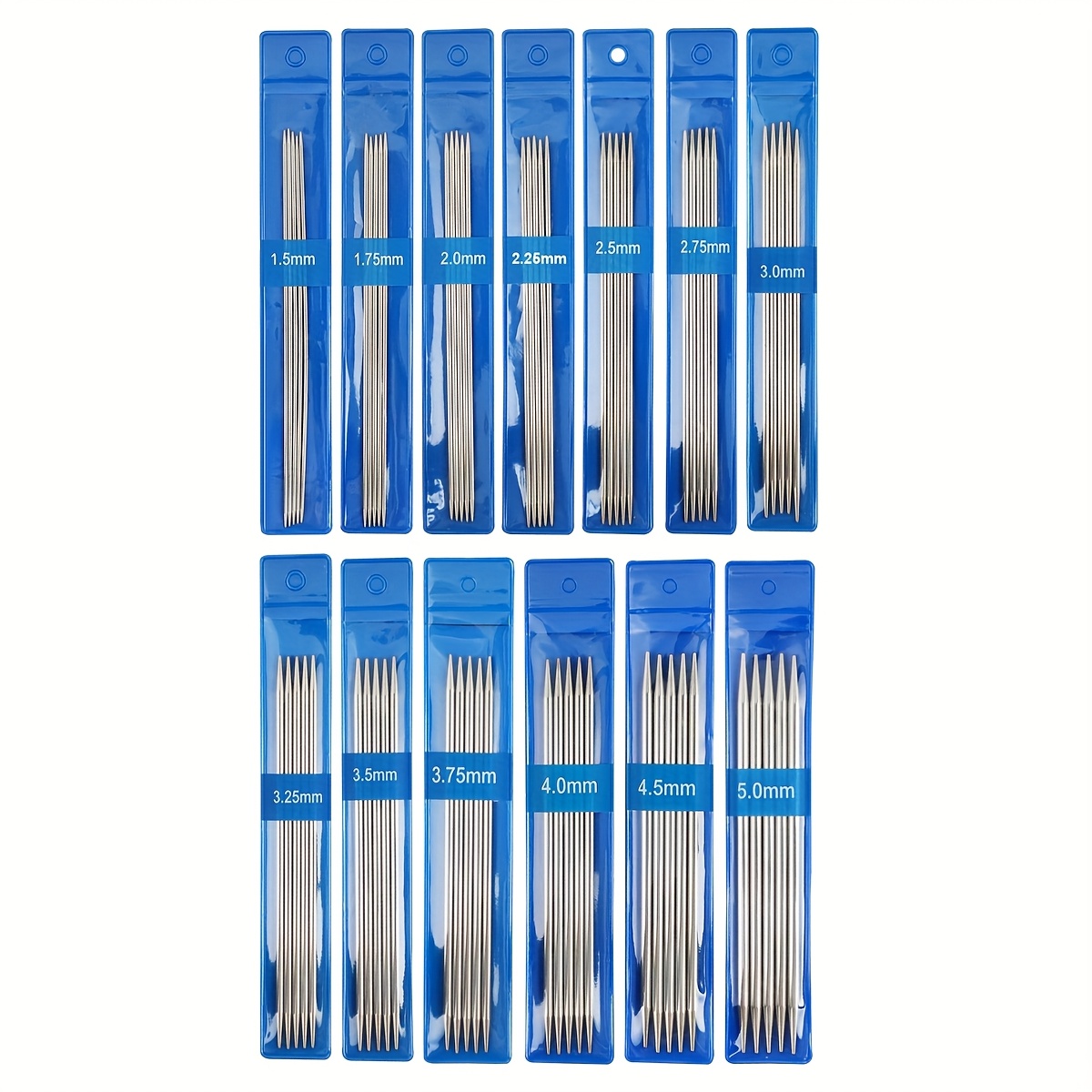 TEMU 65pcs Double Pointed Knitting Needles Set, 15cm/5.9in Stainless Steel Metal Knitting Needles For Handmade Creative Diy, Yarn Needles For Weaving