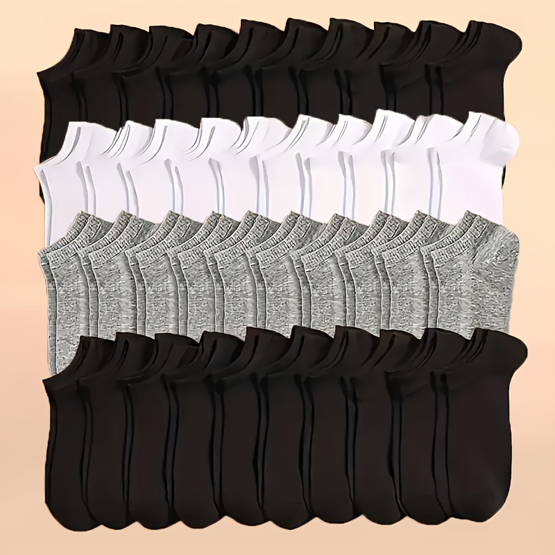 

20/40 Pairs Unisex Solid Color Short Socks, Comfortable, Breathable And Sweat-absorbing Sports Socks, Suitable For Outdoor Sports And Daily Wear