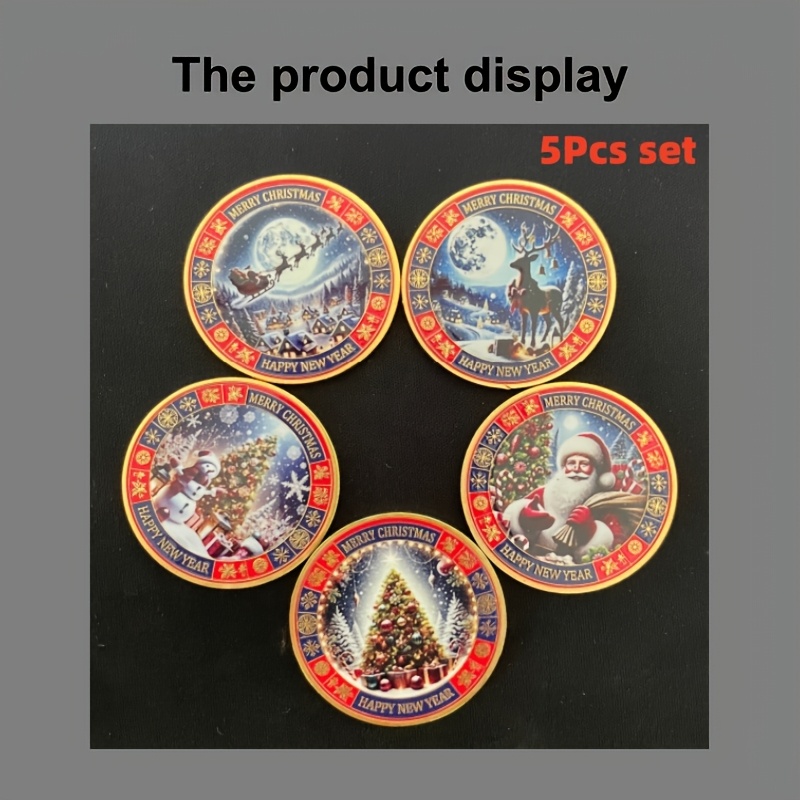 Image of [5pcs/set] Happy New Year Coin Merry Christmas Journey Colorful Metal Crafts Gift Souvenir Set