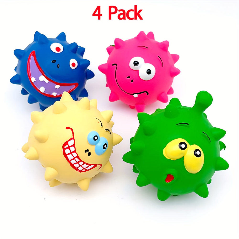 

4 Pack Squeaky Prickly Ball Shaped Toy Ball Dog Chew Toy Interactive Toy For Small And Medium Dog