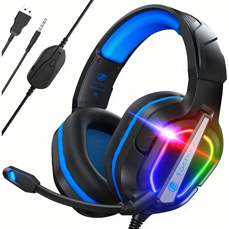 

Fachixy "2024 New" Fc200 Gaming Headset For Ps4/ps5/pc/ One, Noise Canceling Headset With Stereo Microphone Sound, Computer Headset With 3.5mm Jack And Rgb Light