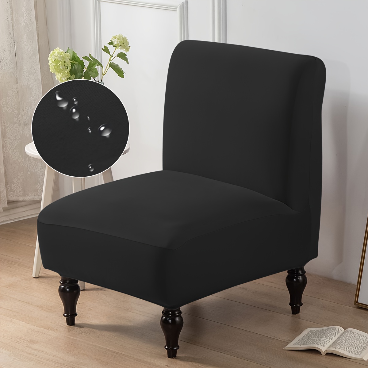 TEMU 1 pièce Housse de chaise duveteuse extensible en tissu Y Fiber, protège-fauteuil inclinable simple, protège-pouf inclinable style enveloppement