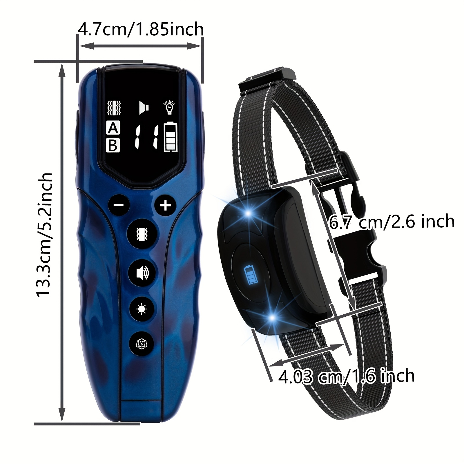 1pc   dog training collar with remote 2000ft range vibrating and     usb rechargeable nylon 36v lithium polymer battery no prongs sound and vibration only training collar