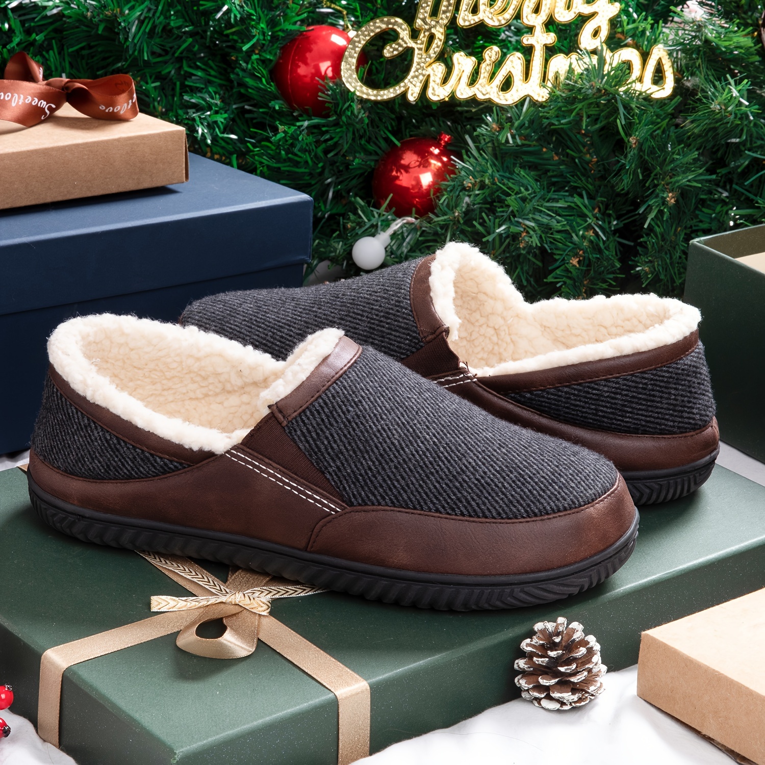 

Men's Cosy Non-slip Memory Foam Slippers With Cosy Fleece Lining For Indoor/outdoor Comfort