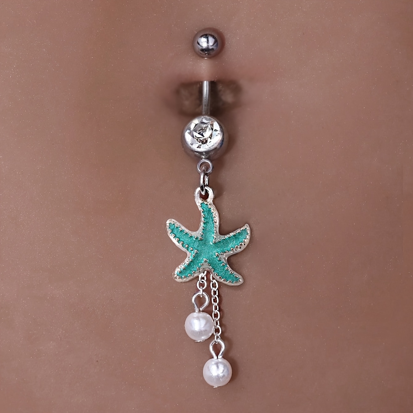 TEMU Anillo de Vientre Estilo con de Aceite y Estrella de Acero Inoxidable para Joyería Elegante Casual de Mujeres