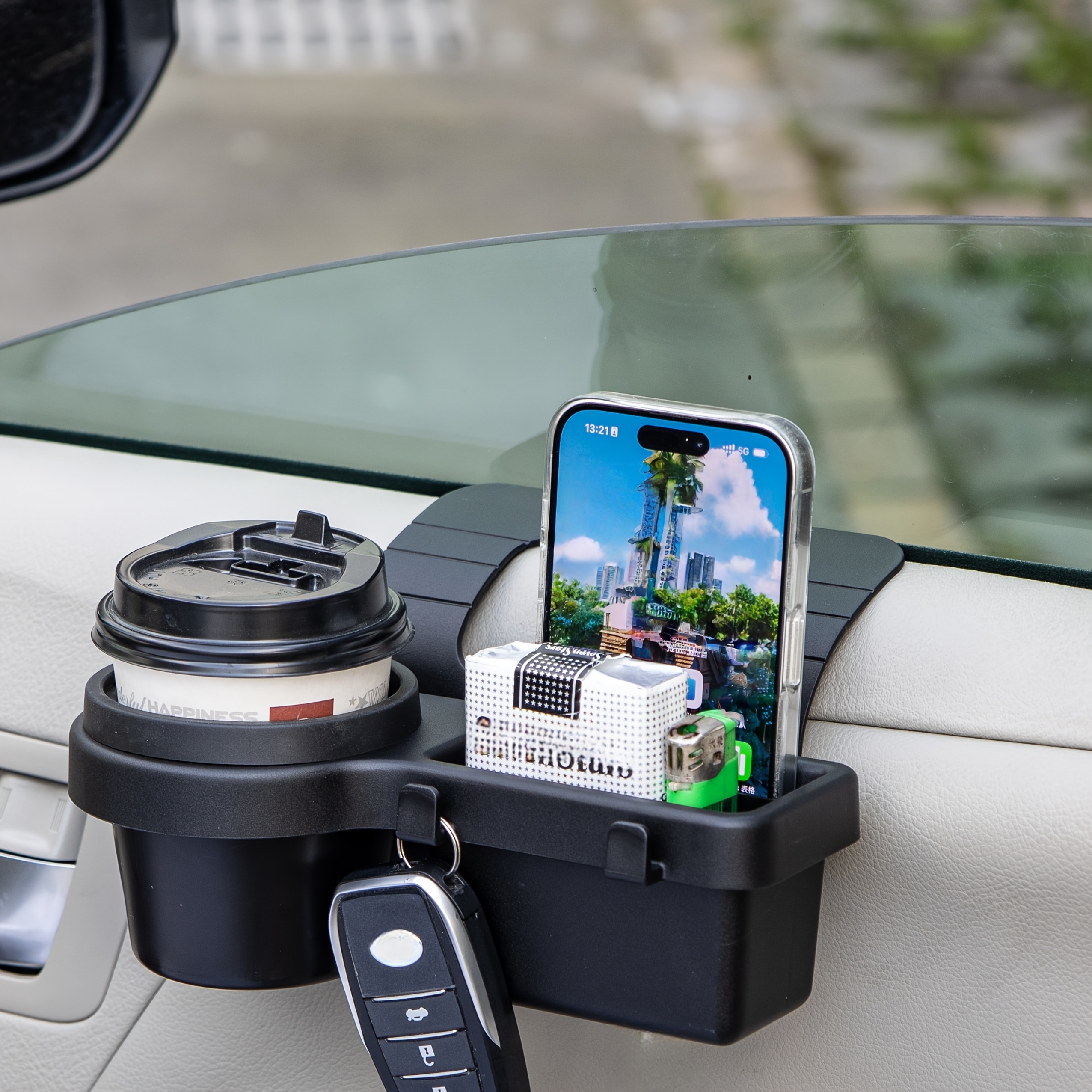 1   universele auto deur organizer   multifunctionele abs opbergoplossing met 2  , telefoonhouder & bekerhouder - ruimtebesparende autostoel rugorganizer voor drankjes, sleutels, telefoons en snacks 3