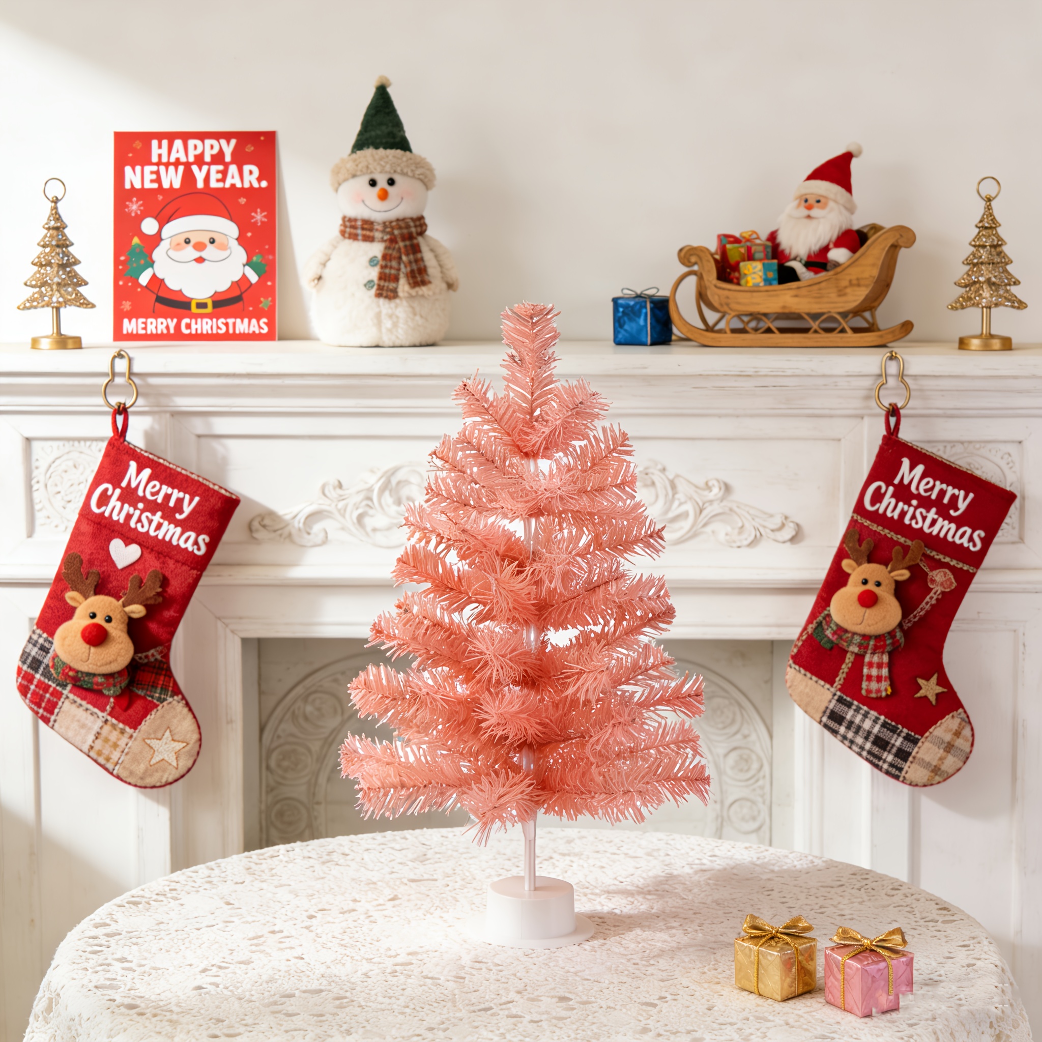 Artificial Christmas Tree 24in/60cm Mini Indoor/outdoor With Sturdy Base - Lightweight Durable Plastic Tabletop Tree Suitable For Desk, Shelf, For, Office, - No Electricity Needed, Assembly, Decor