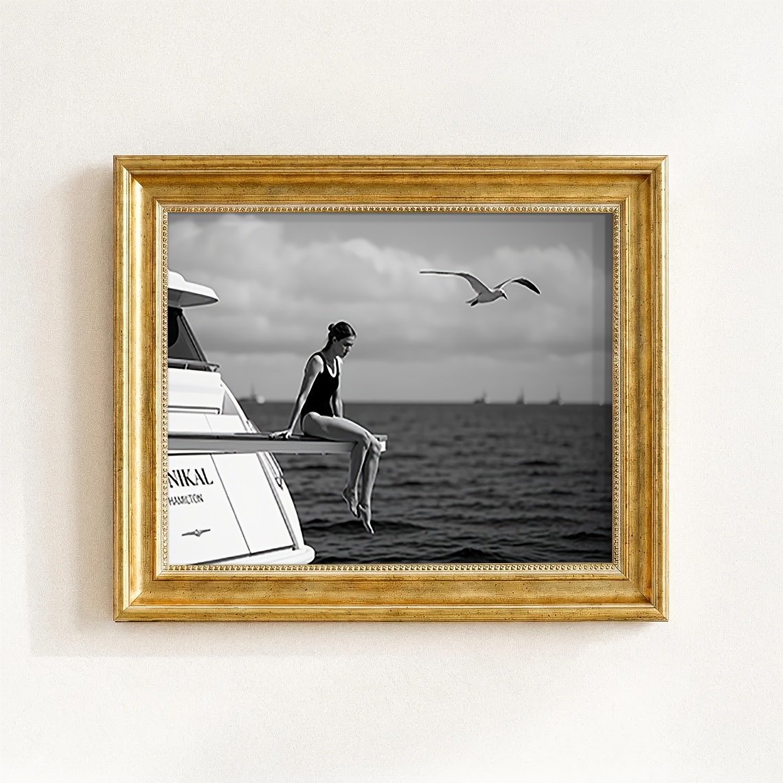 Image of 2d Flat, 1pc, Wall Art, Vintage Poster, On A Yacht Photography Art Print, Diving Board Seaside Canvas Painting, Living Room Decoration, Bedroom Aesthetic Design, Gift For , Housewarming Gift, Unframed