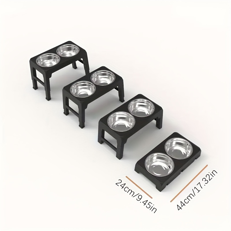 Adjustable Height Folding Pet Feeder with Stainless Steel Bowls - Multi-Level Design for Dogs & Cats, Durable Plastic Frame, Perfect for Small to Large Pets