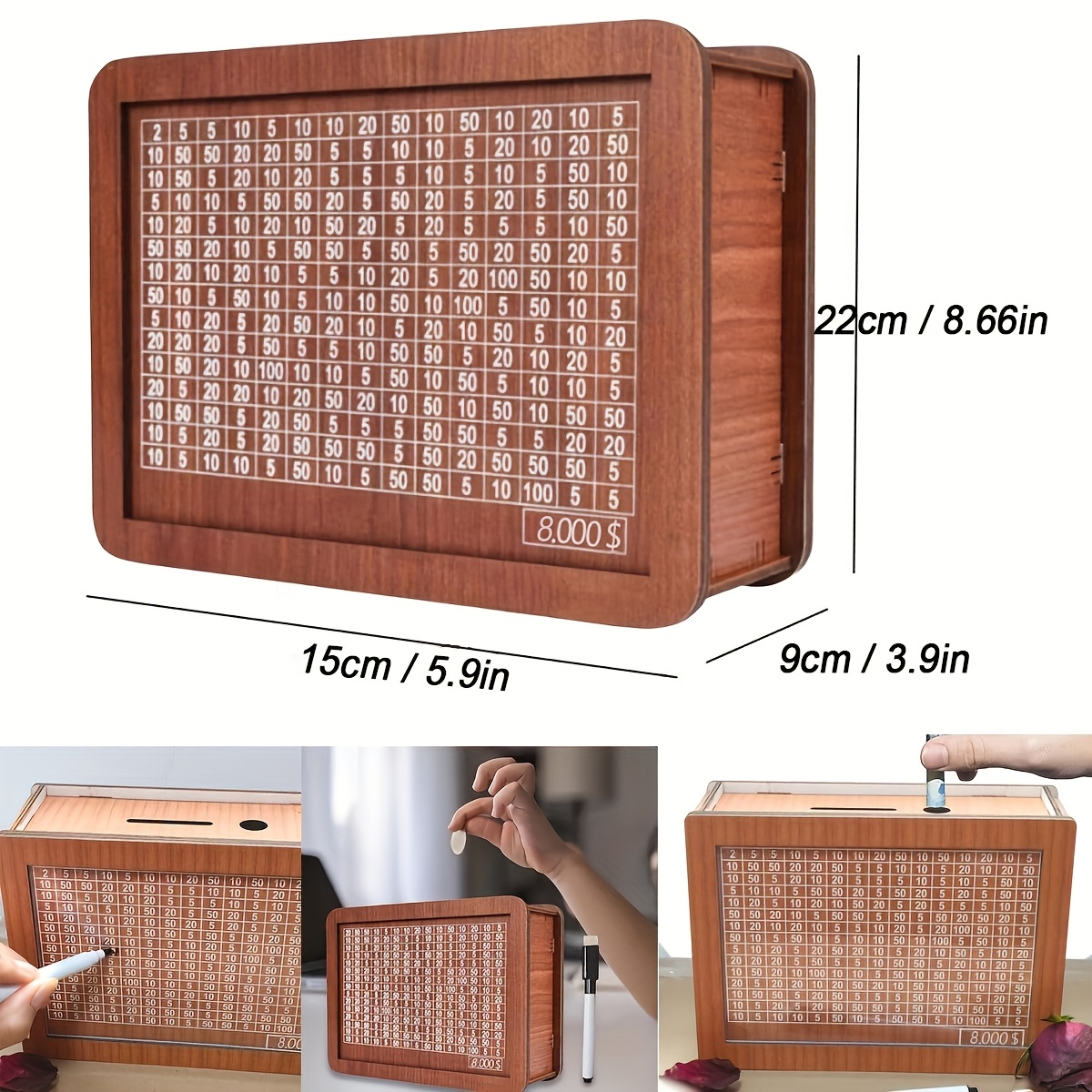 tirelire en bois de qualité maison 10 000 $ compteur tirelire cadeau en bois Détails du produit 2
