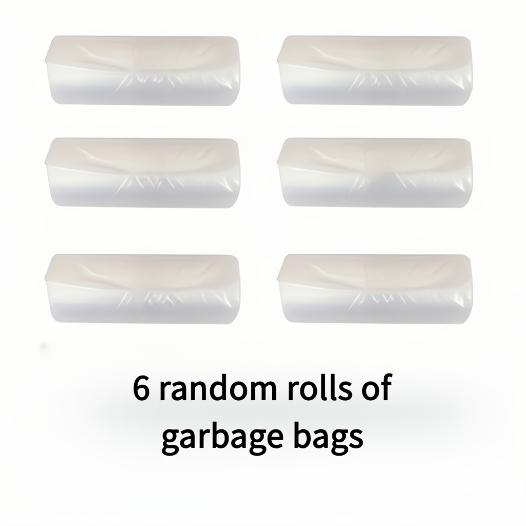 Un set que incluye un mini cubo de basura de escritorio con tapa y un rollo de 30 bolsas de basura pequeñas, con un cubo de basura giratorio de plástico, ideal para el hogar, la oficina y la cocina.