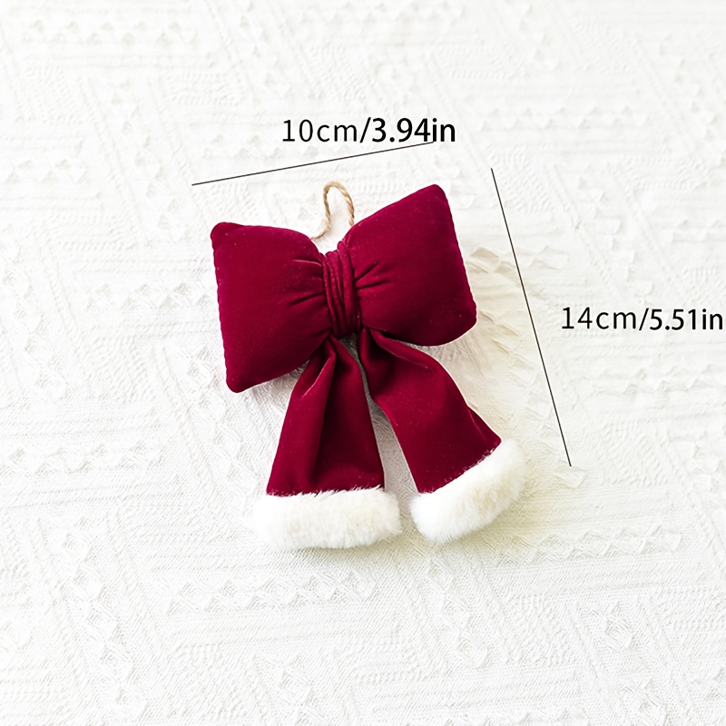 TEMU 1pc Custom Embroidered Name Christmas Tree Large Red Velvet Bow - Elegant Holiday Decor For 3d Christmas Tree Bow Ornaments, Perfect For Home,