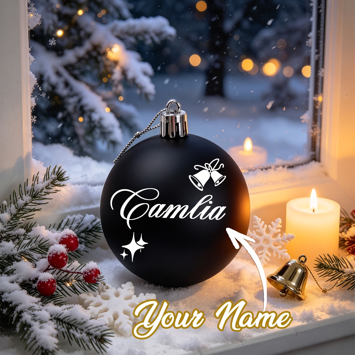 TEMU 2026 New Personalized Custom Name Christmas Ball Ornament, And Custom Christmas Decorative Ball, Christmas Tree Hanging Ornament, Customizable