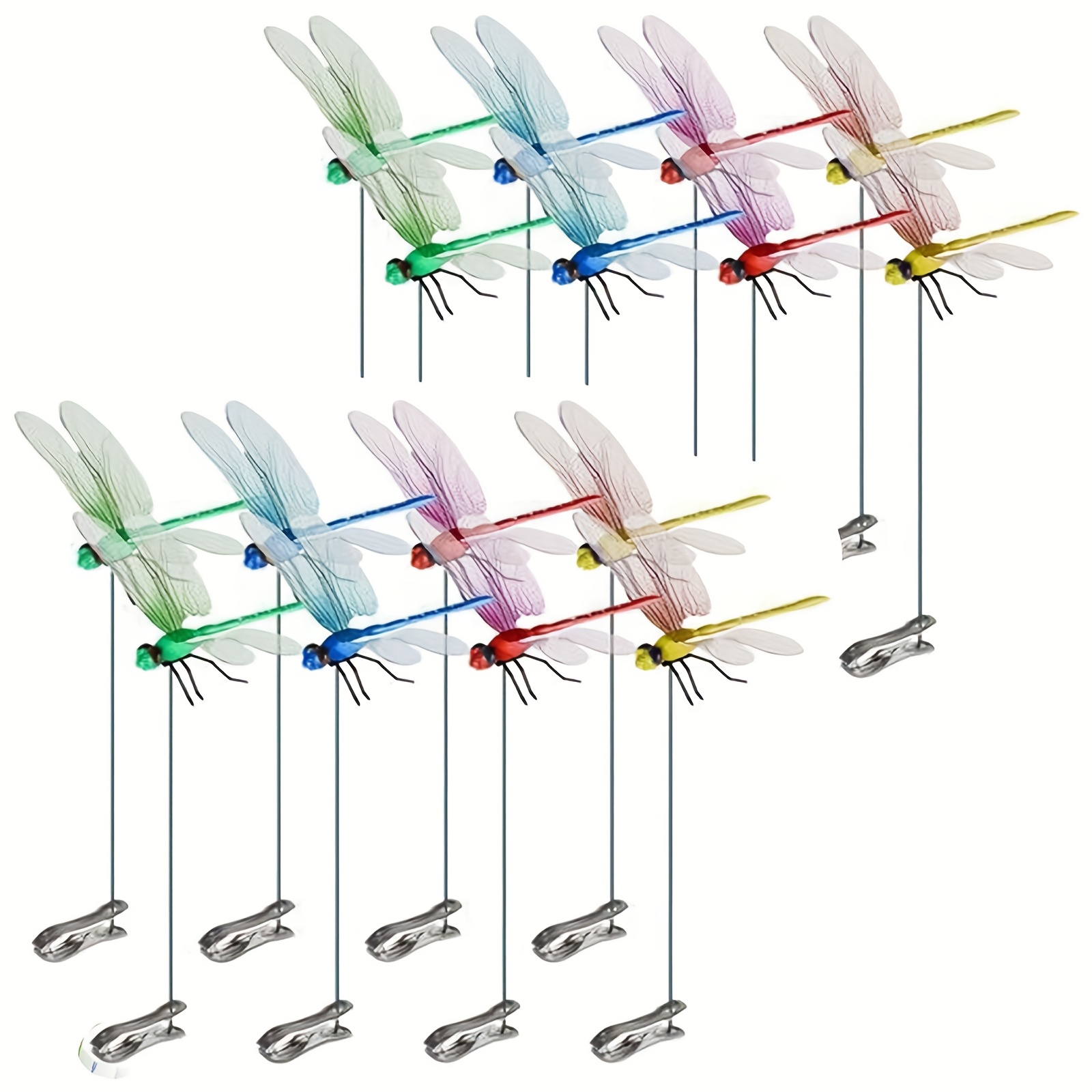 8 Stück 3D Libellen-Clips Für Garten & Terrasse – Realistische Deko-Klammern Aus ABS Zum Aufstecken (mehrfarbig)