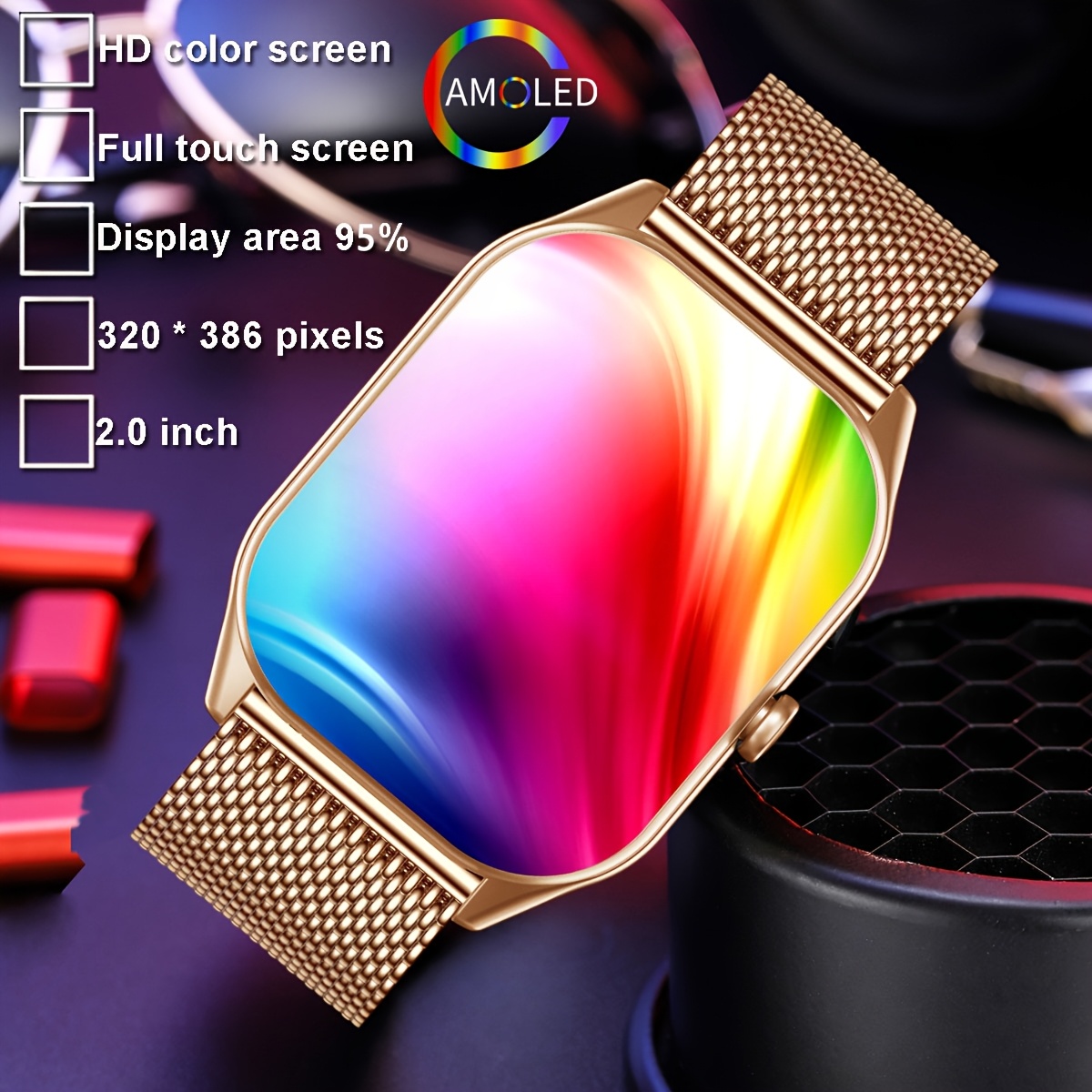 Ultra-Thin Smartwatch with 5.08cm AMOLED HD Full Touch Screen