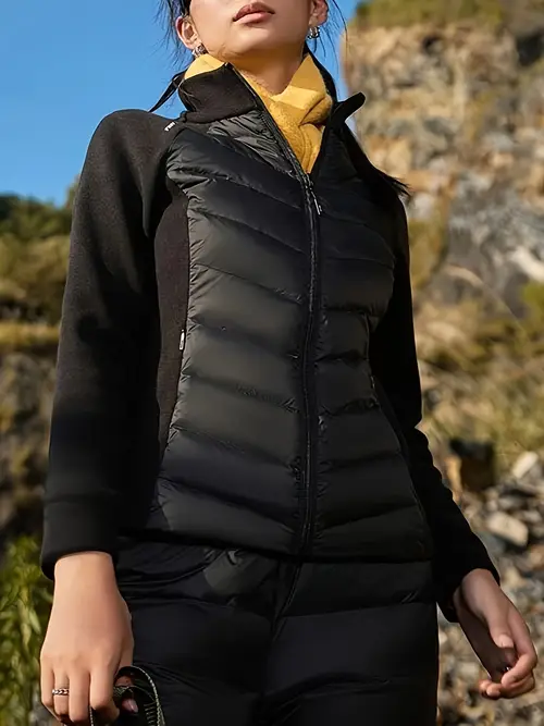 ジップアップマキシ コート、カジュアルサー グラ リーブスタンドカラーコート、秋冬用、レディース服