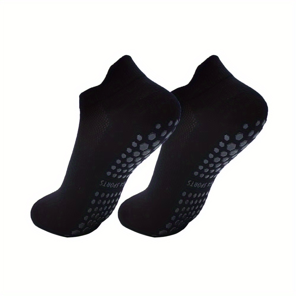 E-shop 2 Paar Damen Einfarbige Socken, Anti-Rutsch Klebende Indoor Fitness Pilates Socken, Damen Mesh Sport Socken